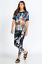 Johnny Was Ona Legging Pants Flowers Cotton Floral Leggings Dark Blue Large NEW