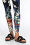 Johnny Was Ona Legging Pants Flowers Cotton Floral Leggings Dark Blue Large NEW