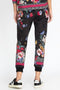 Johnny Was Onyx Sistine French Terry Jogger Cotton Black Floral Pant X Large NEW