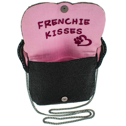 Mary Frances Throw Me a Bone Beaded French Bulldog Crossbody Handbag Multi New