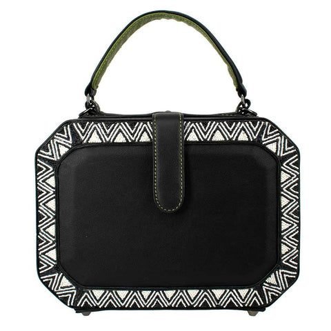 Mary Frances Tropical Zone Floral Black Beaded Handbag Crossbody Bag Purse NEW