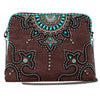 Mary Frances Turquoise Trip Crossbody Makeup Bag Beaded Brown Bag NEW