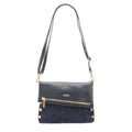 Hammitt Navy Blue Leather Shoulder Clutch VIP Med Satin Tides Handbag Bag New