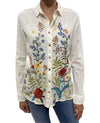 Johnny Was Provence Blouse White Long Button Top Flower Embroidery Antique Large New